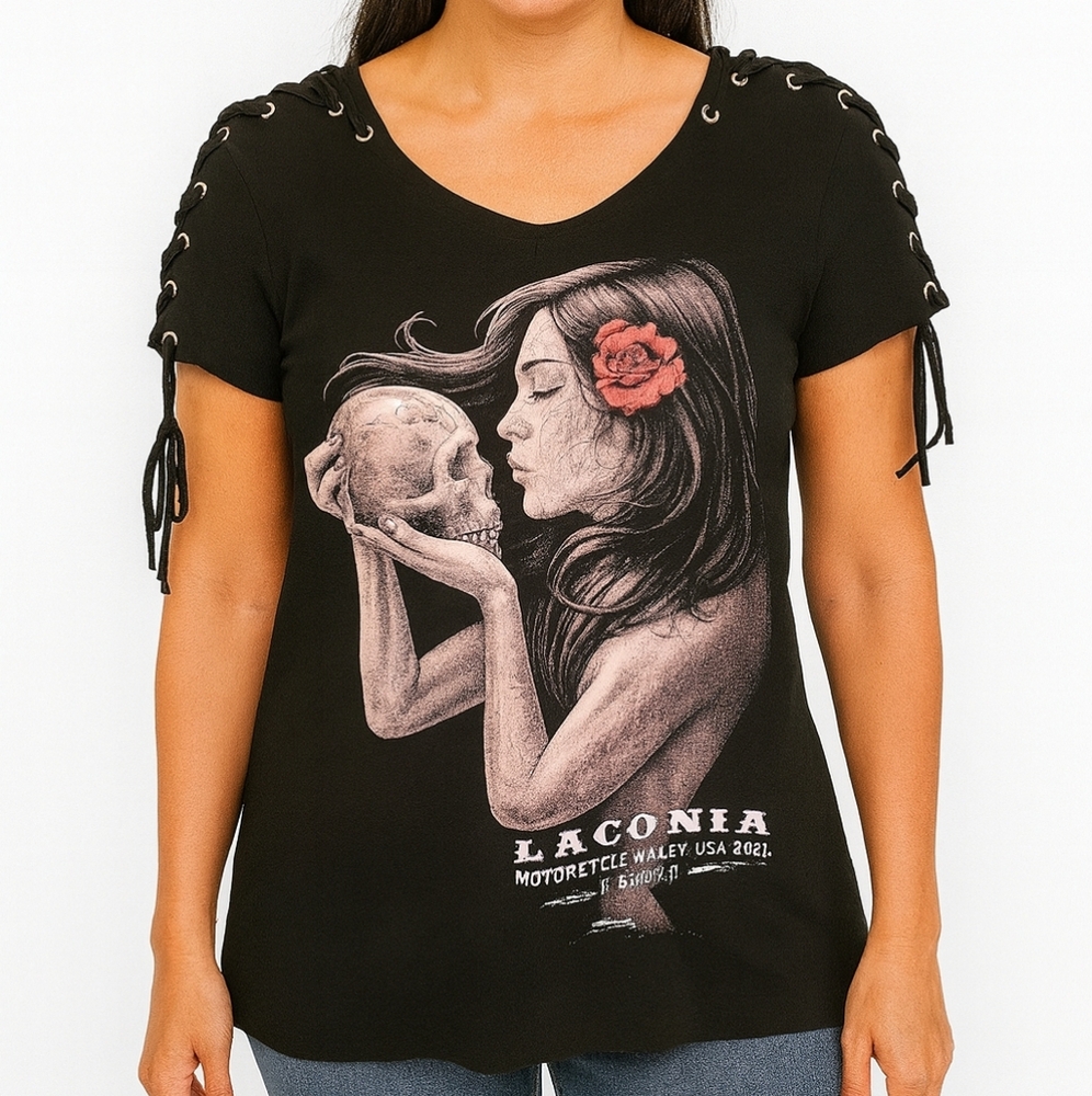 Liquid Blue x Vance Biker Wear Womens Laconia Bike Rally Tee‎ NWT Large